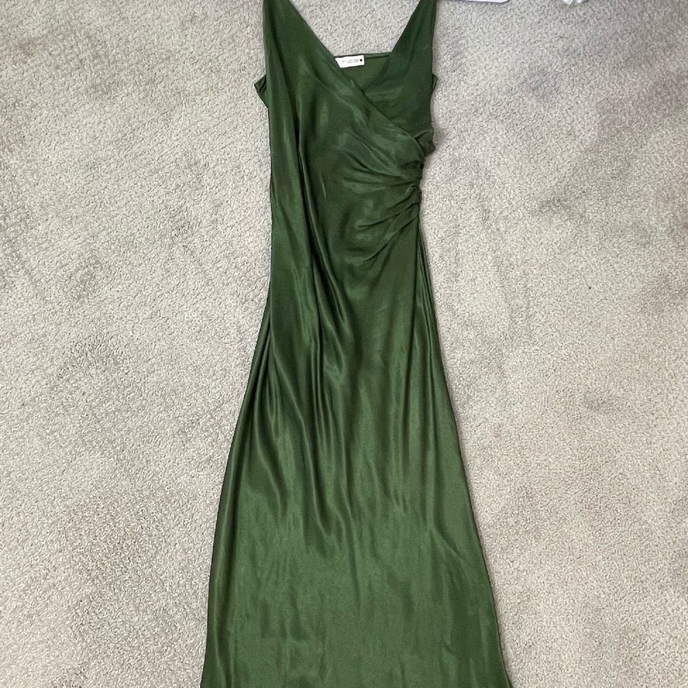 NWOT Zara Slip Midi Dress Green Sz. S